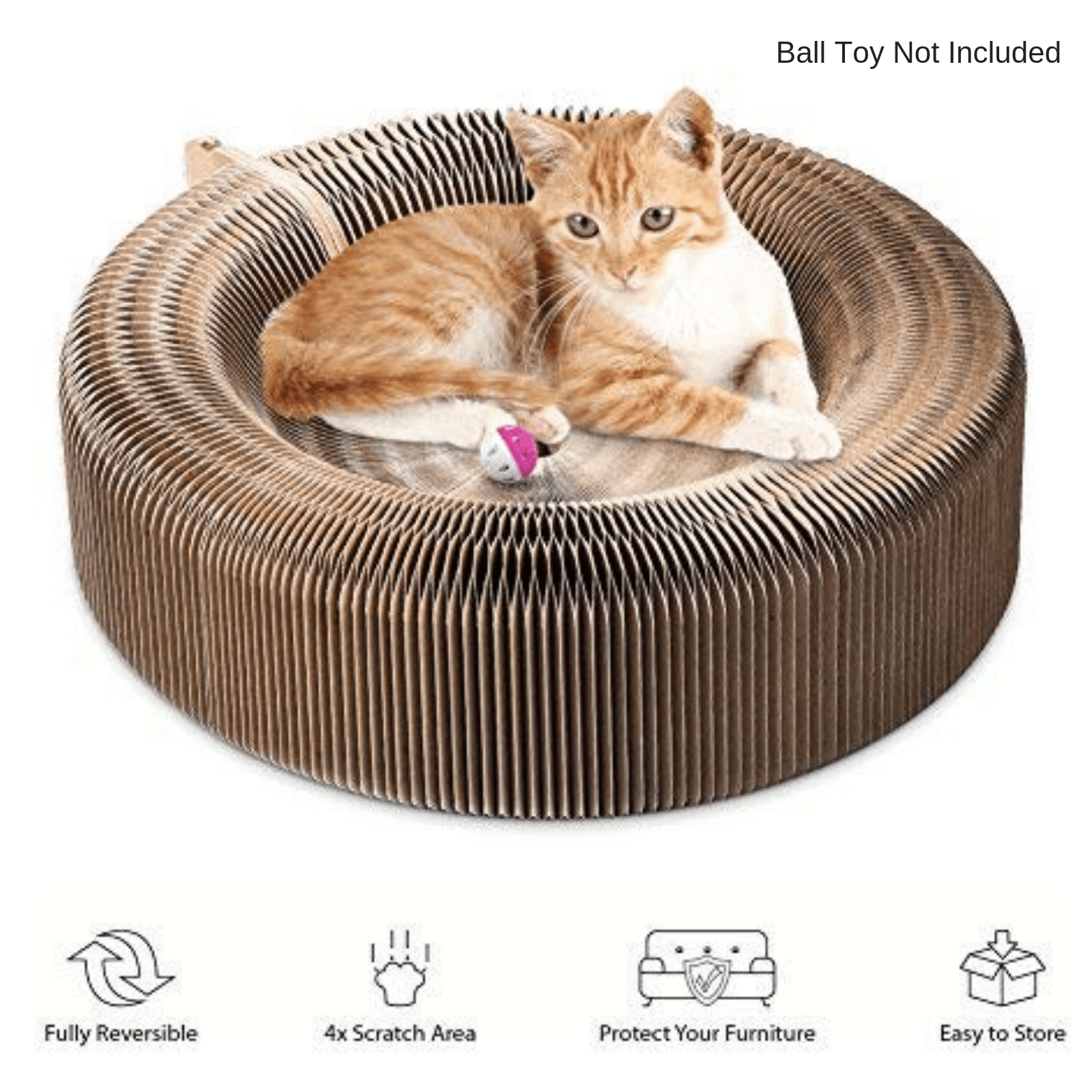 Cat Scratcher Collapsible Lounge, Round Scratching Board & Bed